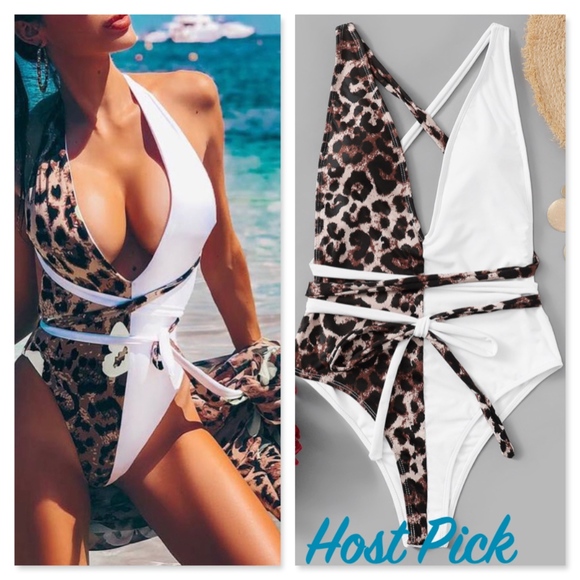 Rouge! Other - Leopard Criss Cross Backless One Piece Swimsuit